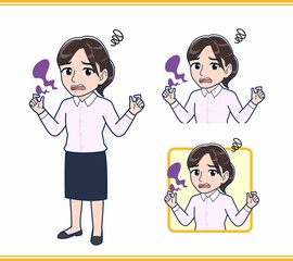 ピンクのYシャツを着た女性