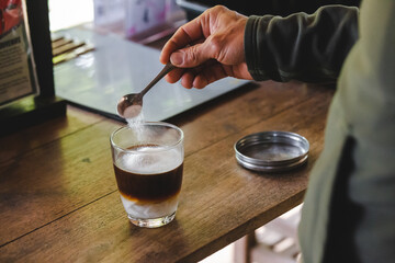 Coffee is mixed with coconut water as a summer drink and hemp plant.