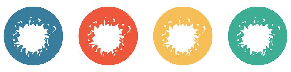 Bunter Banner mit 4 Buttons: Fleck, Klecks oder Farbfleck