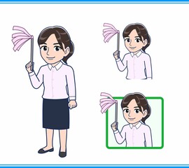 ピンクのYシャツを着た女性