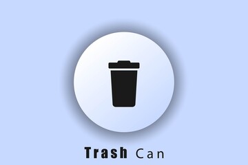 Trash icon. Trash can. User interface icon. White web button neomorphism. Vector EPS10