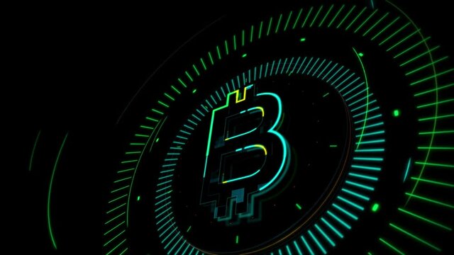 cryptocurrency symbolic moving in dark background