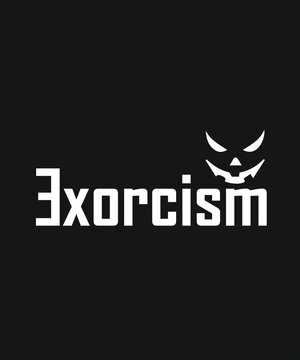 Exorcism Halloween scary graphic design vector for t-shirt. tees, Halloween party, festival, brand, company, business, work, fun, gifts, website in a high resolution editable printable file.