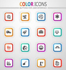 Alternative energy and power generation icon set