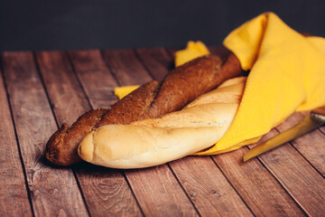 sliced bread on a wooden cutting board kitchen meal