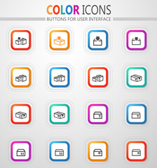 Packing cardboard boxes icon set