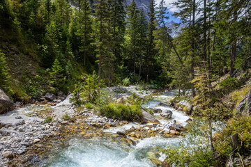 Mountain river in Vanoise national Park valley, French alps