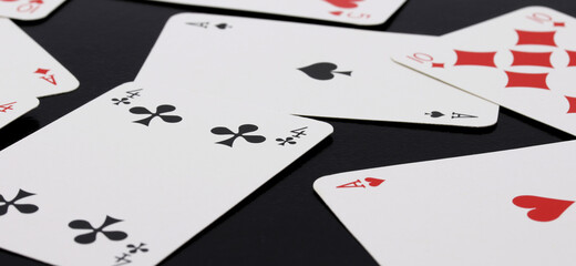 playing cards on a black background