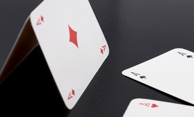 playing cards on a black background