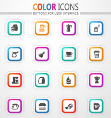 Coffee house. Making coffee icon set
