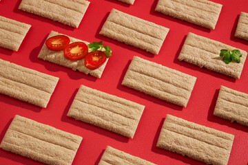 Dry breakfast patterns top view on colored background