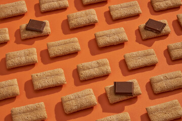 Dry breakfast patterns top view on colored background