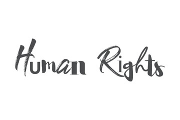 Modern, playful, bold graphic design of a saying "Human Rights" in grey color. Creative, experimental, cool and trendy typography.