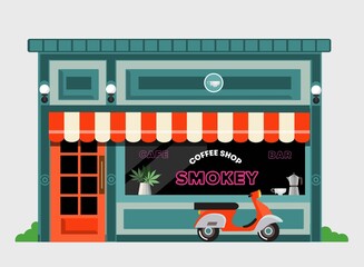 Weed coffee shop. Cannabis and coffee. Vector illustration.