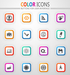 Faculty of mechanics icons set