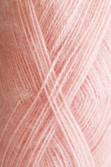 soft pastel pink yarn close up