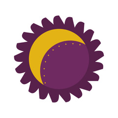 The moon is inside the sun with the rays isolated on a white background. Vector illustration for the design of divination, palmistry, mysticism and esotericism.