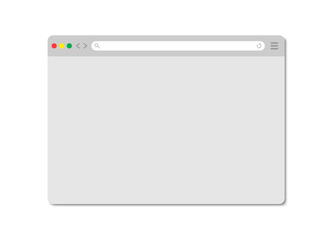 Browser window. Modern browser window design isolated on white background. Web window screen mockup. Internet empty page concept with shadow. Empty web page mockup and search bar.