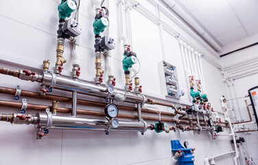 Boiler room equipment for modern heating system