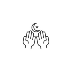 Muslim prayer hand, ramadan. Vector icon template