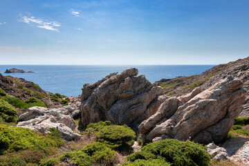 Fototapeta na wymiar coast of cap of creus in the north of spain in mediterranean sea near cadaques in girona
