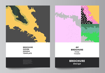 Vector layout of A4 cover mockups design templates for brochure, flyer layout, cover design, book design, brochure cover. Japanese pattern template. Landscape background decoration in Asian style.