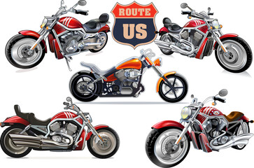 USA routs. Big red motorcycle © omnipotent