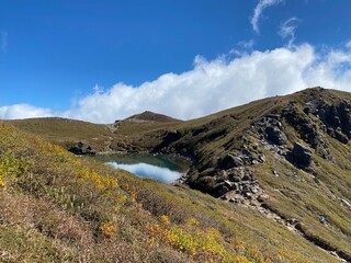 Fototapeta premium 山と湖の見える風景