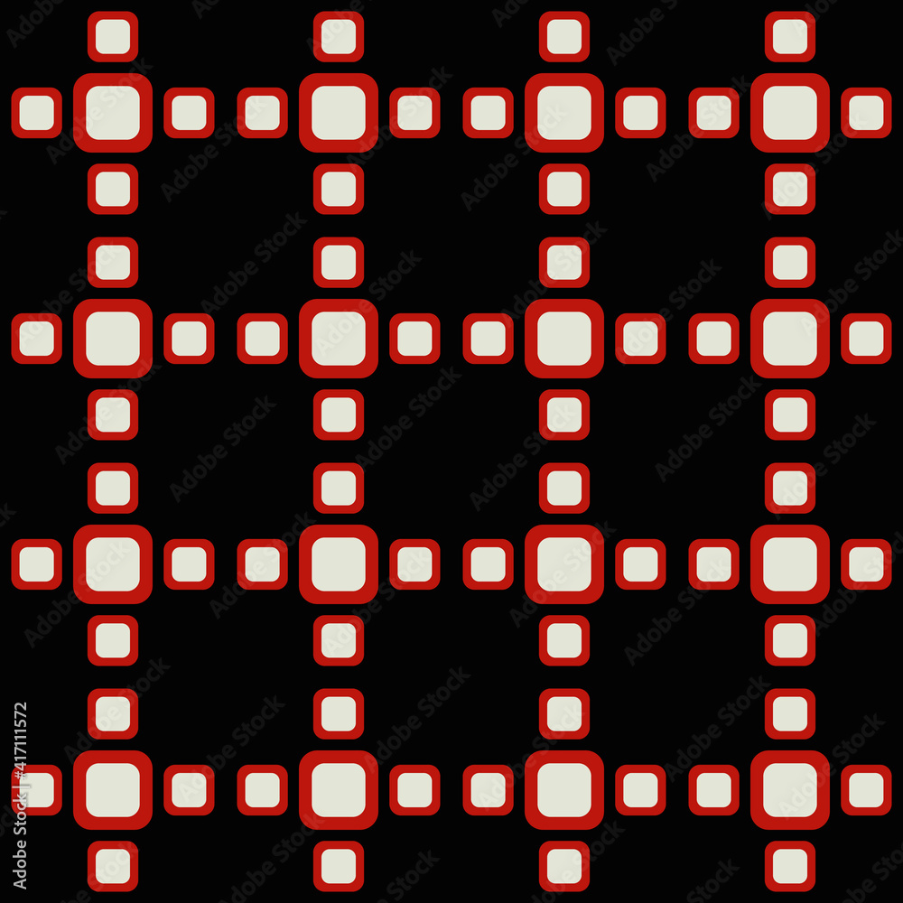 Poster Red White Lines Pattern. Squares pattern.