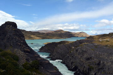 Fototapeta na wymiar Mountain river in the Torres del Paine nature reserve