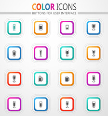 Glasses and cups icons set