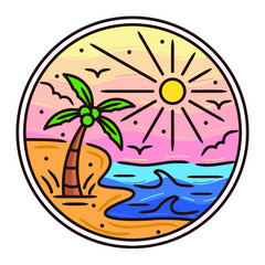 summer beach monoline vintage outdoor badge design