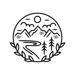 adventure monoline vintage outdoor badge design