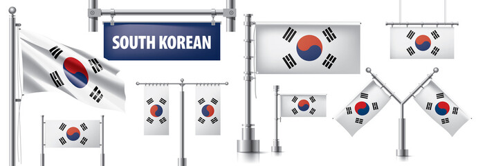 Vector set of the national flag of South Korean in various creative designs