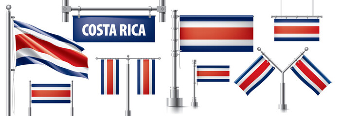 Vector set of the national flag of Costa Rica in various creative designs