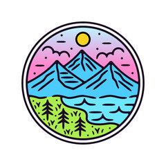 adventure monoline vintage outdoor badge design