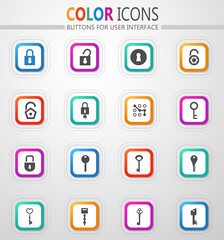 Lock and Key icons set