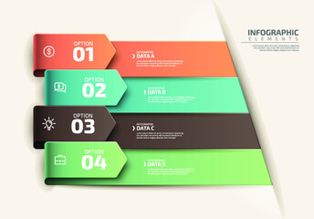 Four-step gradient realistic colorful step timeline infographic template design