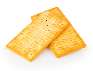 Cracker close-up isolated on white background.