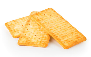 Cracker close-up isolated on white background.