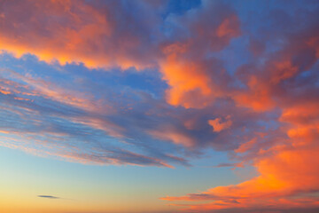 Naklejka na ściany i meble Heaven with colorful clouds in the dusk . twilight sky background