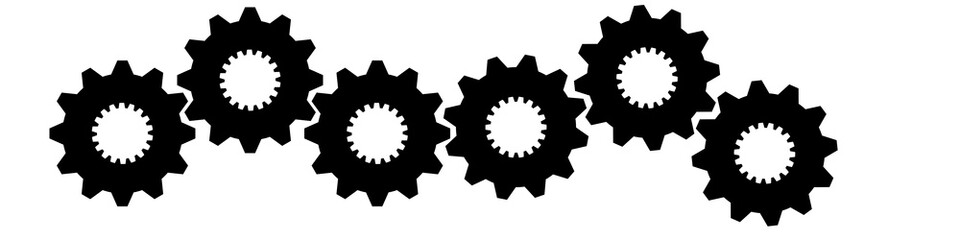 Mehrere Zahnräder die als Prozess ineinandergreifen