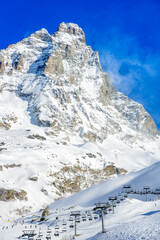 A windy day in ski resort Breuil-Cervinia, Italy.
