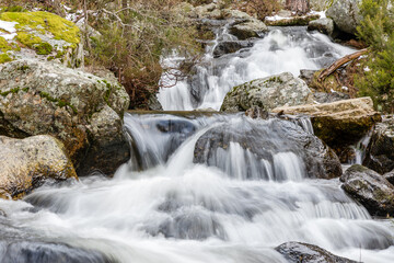 Snowy landscapes, in the month of February, in the mountains of Madrid