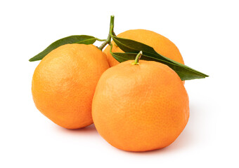Ripe mandarines on a white background