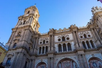 Fototapeta na wymiar Malaga / Spain - October 15, 2020: The Cathedral of Malaga is a Roman Catholic church in the city of Malaga in Andalusia in southern Spain