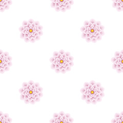 Minimalist floral seamless pattern. Pink flowers on white background.