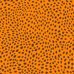 Abstract modern leopard seamless pattern. Animals trendy background. Orange decorative vector stock illustration for print, card, postcard, fabric, textile. Modern ornament of stylized skin