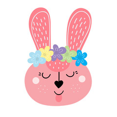  Cute Easter bunny. Easter rabbit. Design for Easter. stickers, postcards. Flat cartoon vector illustration