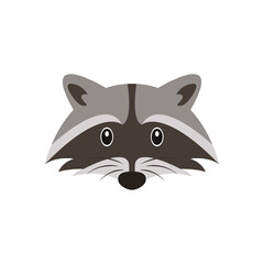 Cartoon animal, cute raccoon. Flat design. Vector illustration isolated on white background
